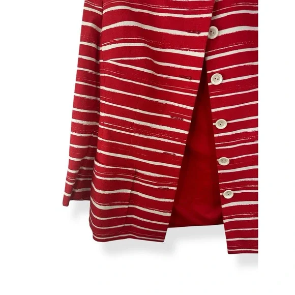 Vintage Richard Carriere Paris Red/White Striped Blazer w Buttons- Sz 44 France